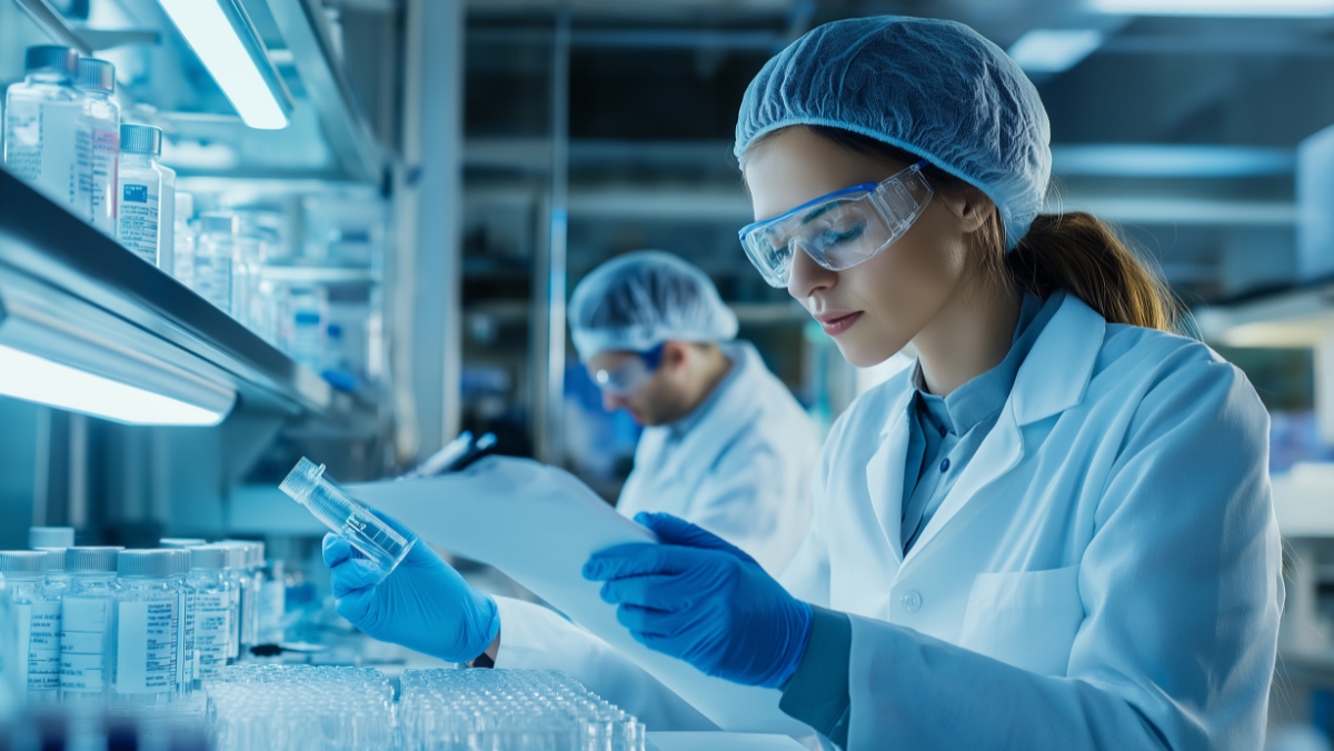 Clinicians using AI-supported pharmacy systems inside a medical clinic